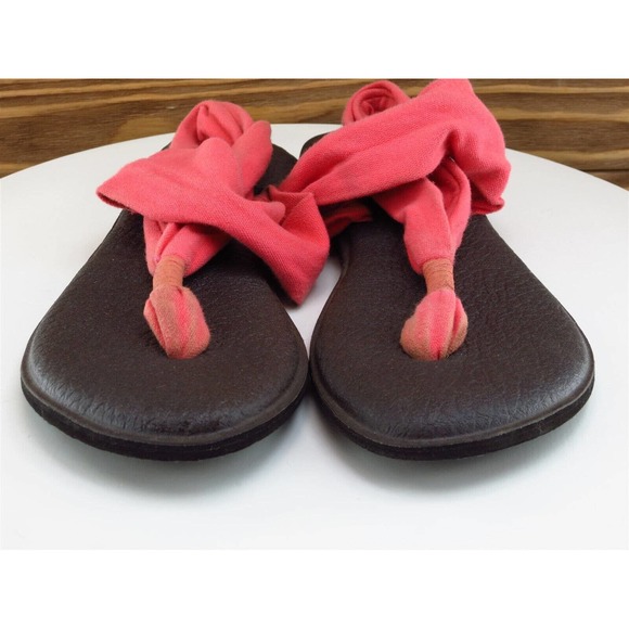 Sanuk Size 7 Sandal Thong Pink Fabric Women M - Picture 2 of 10